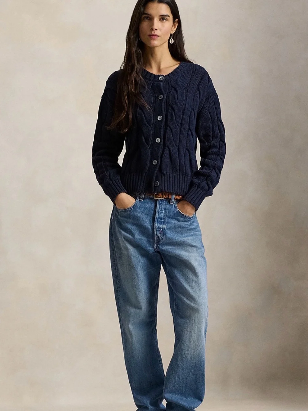 NWT Polo Ralph Lauren Crewneck Cable Knit Cardigan Sweater